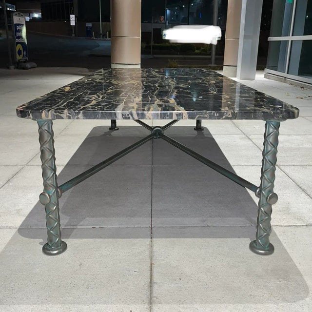 Manner of Ilana Goor Steel “Rebar” Coffee in Portoro Marble For Sale - Image 10 of 13