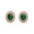 These elegant stud earrings showcase a pair of oval emerald gemstones encircled by a halo of sparkling natural earth mined...