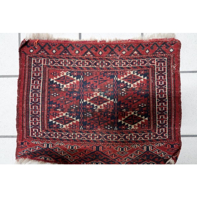 Tribal 1900s, Handmade Antique Turkmen Yomud Collectible Mat Rug 1.3' X 1.6' For Sale - Image 3 of 9