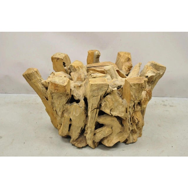 Vintage Mid Century Modern Teak Wood Root Driftwood Coffee Table Pedestal Base For Sale - Image 11 of 11