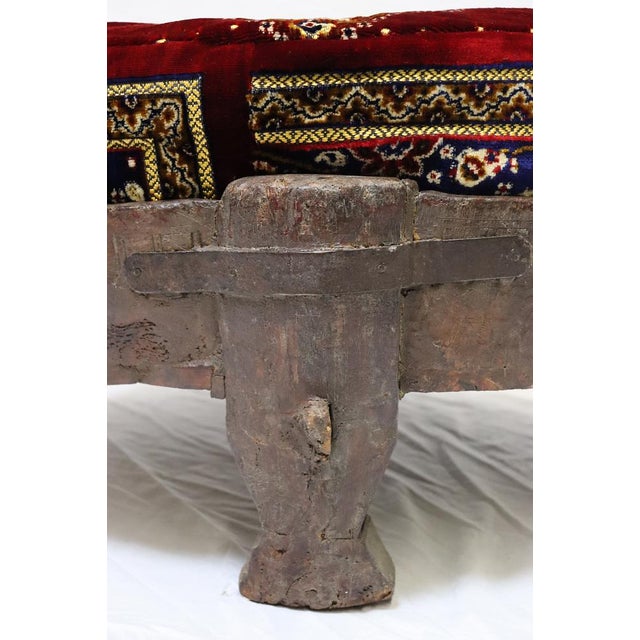 Antique Indian Hand Carved Chakki Rice Mill Stool or Ottoman, 1950s For Sale - Image 14 of 17