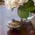 Beautiful pewter decorative bowl from France, 1930s. Stunning bowl with flower handle and lid resting on three ball feet....