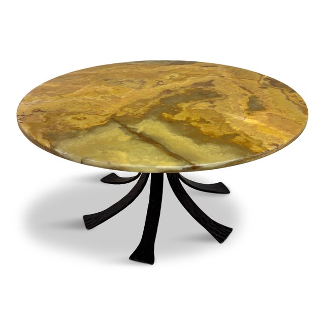 Vintage Round Onyx and Wrought Iron Coffee Table, 1970s For Sale - Image 13 of 13