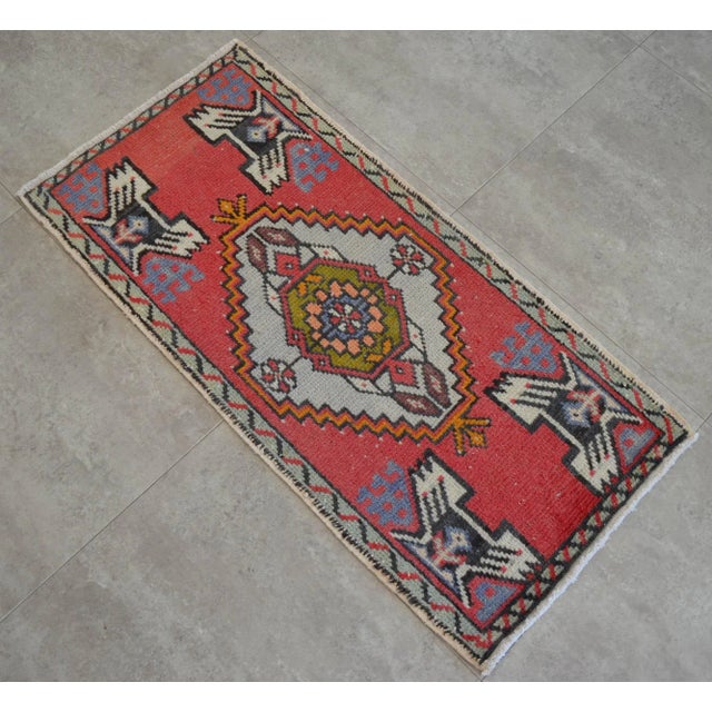 Hand Knotted Door Mat, Entryway Rug, Bath Mat, Kitchen Decor, Small Rug, Turkish Rug - 1'7" X 3'3" For Sale - Image 4 of 5