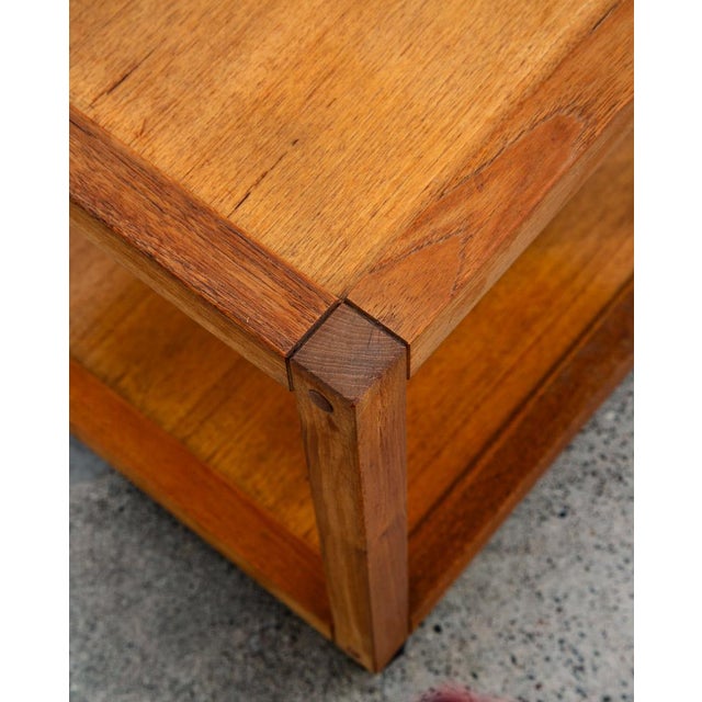 Mid 20th Century Danish Modern End Table Magazine Rack Rolling Teak Nordisk Denmark For Sale - Image 10 of 12