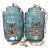 Vintage Mid-Century Modern Turquoise Cutout Ceramic Swag Pendant Lamps - A Pair For Sale