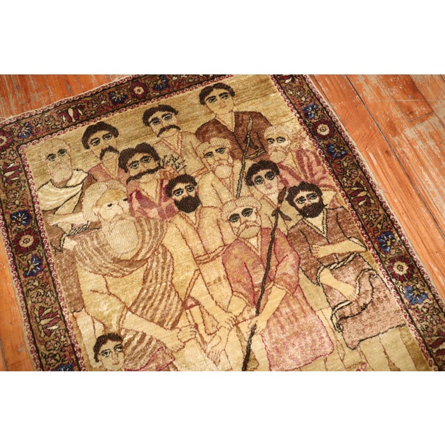 Brown Late 19th Century Biblical Antique Zabihi Collection Lavar Kerman Rug - 1'11" x 2'8" For Sale - Image 8 of 11