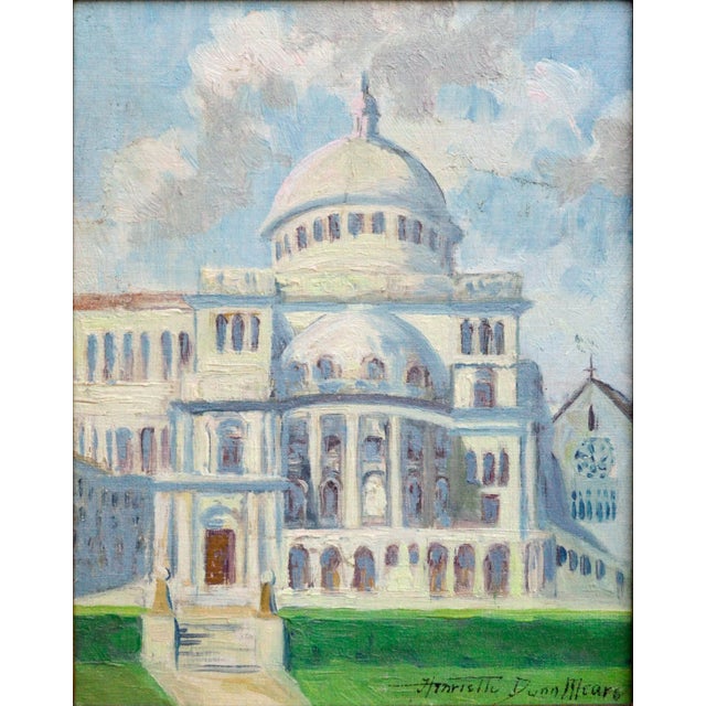 Early 20th Century oil painting of The First Church of Christ Scientist Boston, Massachusetts by Henrietta Dunn Mears...