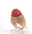 1940s Yellow Gold Mediterranean Coral Cocktail Ring, Unique Design, Size 6.5 For Sale - Image 10 of 11
