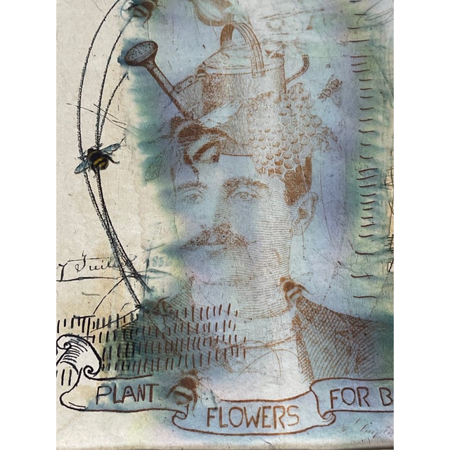 Rustic 1950s Plant Flowers for Bees Rustic Frame Print For Sale - Image 3 of 6