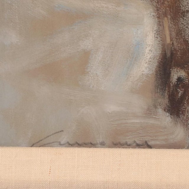 Mid 20th Century Portrait of Young City Newsboy in Winter Oil on Canvas Framed For Sale - Image 9 of 15