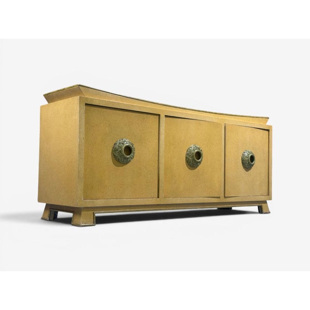 James Mont, Credenza, Yellow Painted Wood, Usa, 1950s For Sale - Image 4 of 15