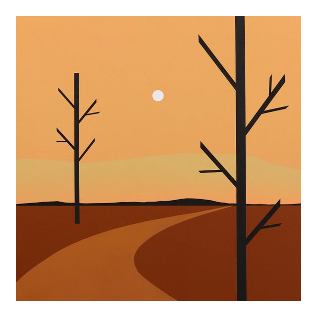 The Way Home - Minimalist Scenic Warm Earth Tones Landscape Original Artwork by Mike Gough For Sale