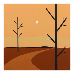 The Way Home - Minimalist Scenic Warm Earth Tones Landscape Original Artwork by Mike Gough