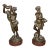 Pair French Bronze Sculptures of Satyr & Lady Rouge Marble Bases After Clodion For Sale