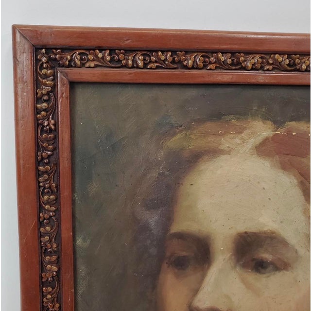 Antique Oil Portrait of a Young Woman For Sale - Image 13 of 18