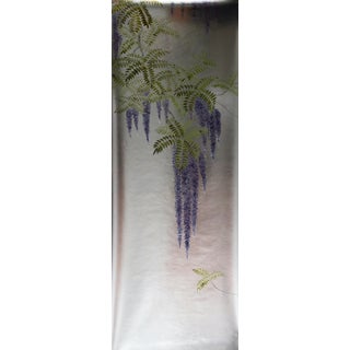 Silver Leaf Chinoiserie Hand-Painted Purple Wisteria Wall Panels (Set of 2) For Sale