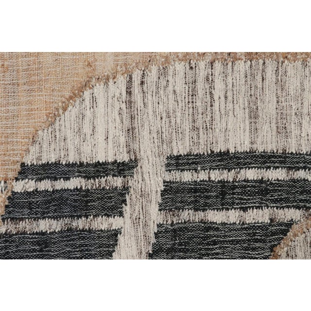 Contemporary Rug & Kilim’s Abstract Flatweave With Beige, Cream, and Black Geometric Patterns For Sale - Image 3 of 7