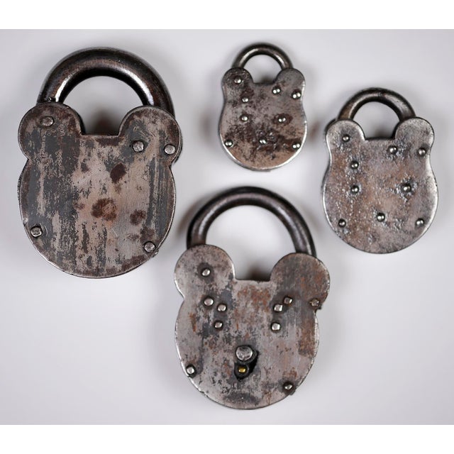 Mid 19th Century Vintage Set of 4 English 19th Century Tumbler Padlocks - No Keys For Sale - Image 5 of 8
