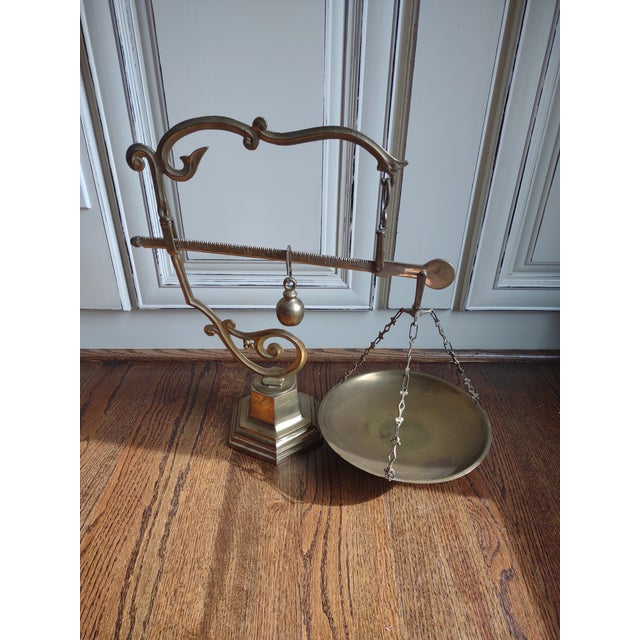 Metal Vintage Italian Brass Scale For Sale - Image 7 of 9