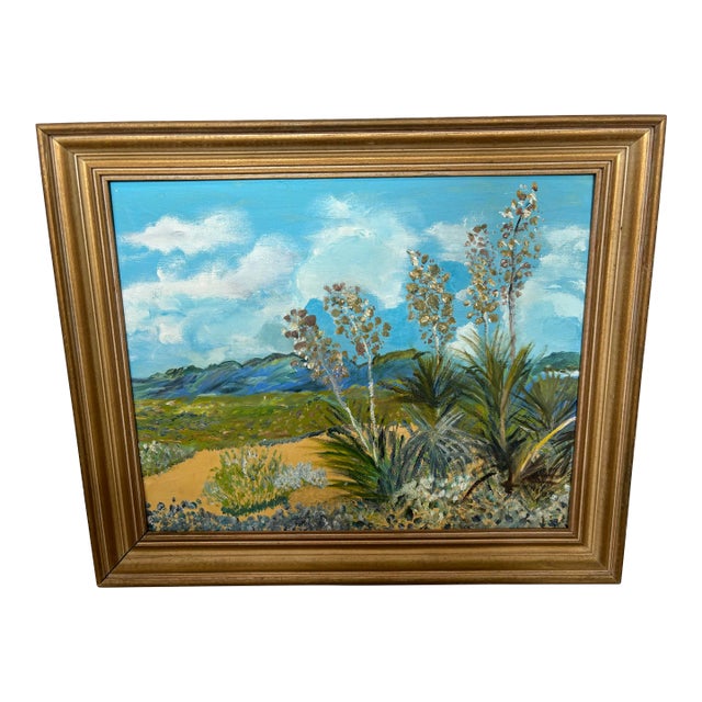 Late 20th Century Boho Chic “Desert Land” Oil Painting by Charles Wesolowski For Sale