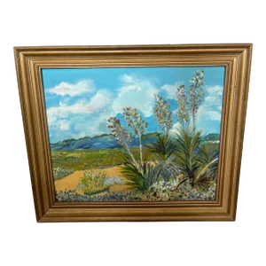 Late 20th Century Boho Chic “Desert Land” Oil Painting by Charles Wesolowski