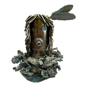 1970s Large Monumental Brutalist Joe Lester Southwestern Kachina Sculpture - Welded Mixed Metal Native American Style Figure, 25 LBS