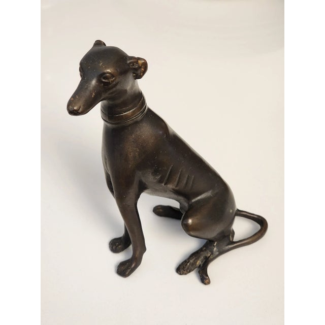 Maitland - Smith Late 20th Century Bronze Italian Greyhound Whippet Pinscher Dog Statue Figurine For Sale - Image 4 of 13