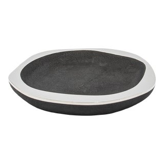 Bowl in Black Shagreen With Stainless Steel Details R&y Augousti For Sale