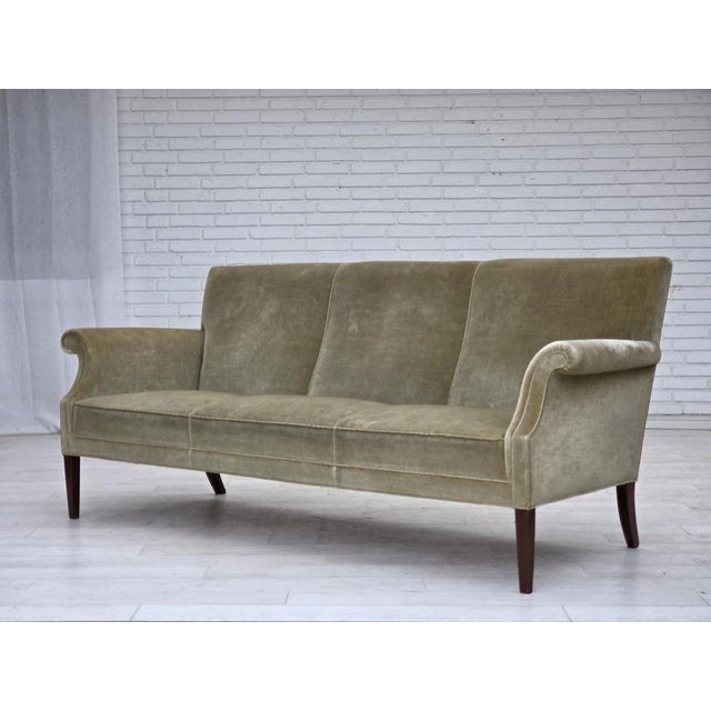 Danish 3-Seater Sofa in Light Green Velour, 1960s For Sale - Image 17 of 18
