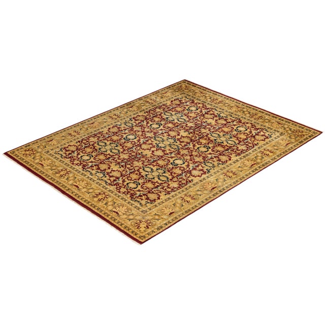 Burgundy Vintage Moroccan Hand Knotted Wool Area Rug, Burgundy - 7'10" X 10'1" For Sale - Image 8 of 9