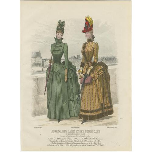 Paper Journal des Dames et des Demoiselles, French Fashion Prints Parisian Ladies and Children, 1887, Paper, Set of 4 For Sale - Image 7 of 9
