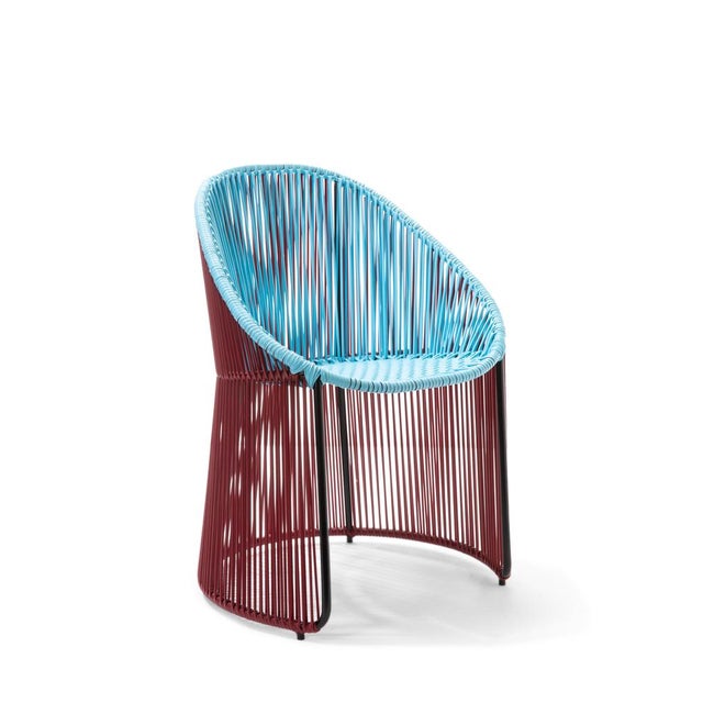 Set of 4 blue pastel/purple cartagenas dining chair by sebastian herkner. Materials: pvc strings. Galvanized and powder-...