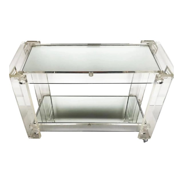 Lucite Bar Cart Rolling 1970s Hollywood Regency For Sale