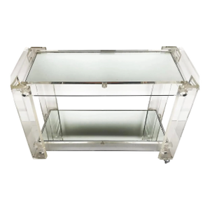 Lucite Bar Cart Rolling 1970s Hollywood Regency