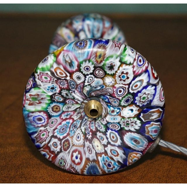 Exquisite Antique Murano Millefiori Italian Glass Mushroom Table Lamps, 1950s, Set of 2 For Sale - Image 13 of 18