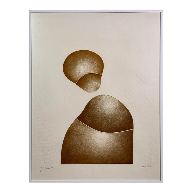 André Stempfel (French, B. 1930) Modernist “Bibabon” Embossed Screenprint, Signed/Numbered (Ca. 1970) For Sale