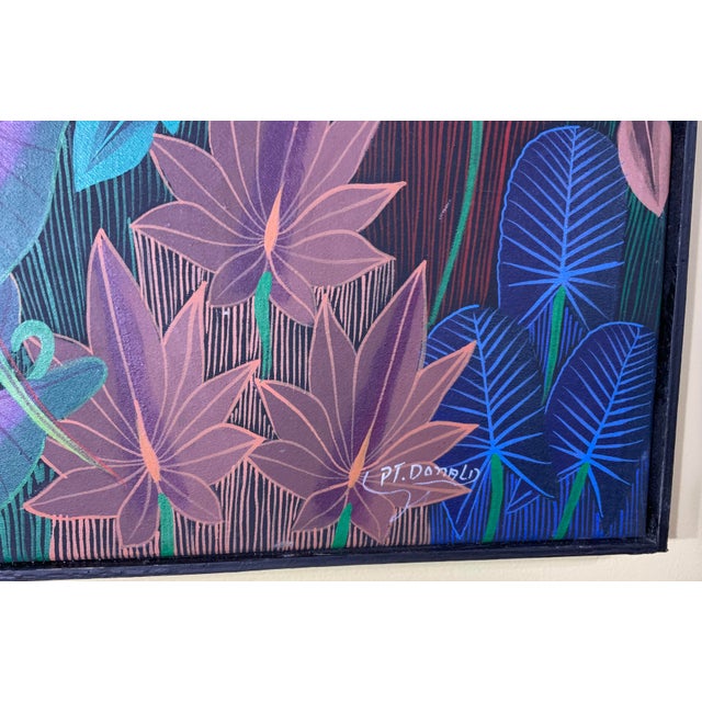 Contemporary Captivating Haitian Acrylic Painting: "Parrots in the Jungle" by p.t. Donald For Sale - Image 3 of 12