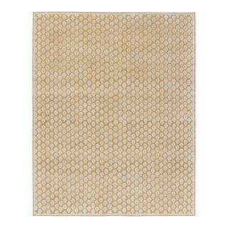 Rug & Kilim’s Modern Block Print Rug in Gold with Cream Floral Pattern - 4x6 For Sale