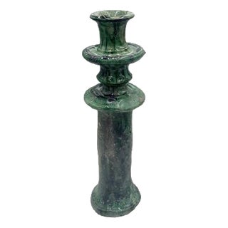 Moroccan Tamegroute Glazed Candlestick Holder For Sale