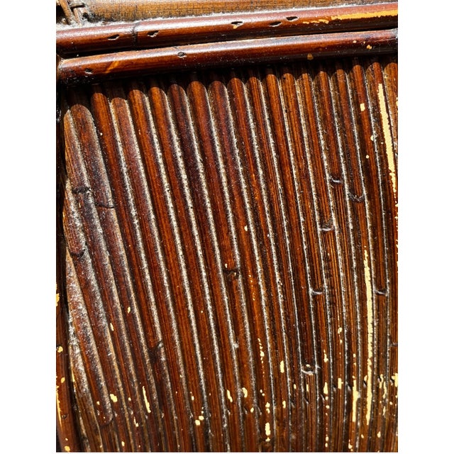 Coffee Vintage Coastal Monumental Pencil Reed Lidded Basket For Sale - Image 8 of 12