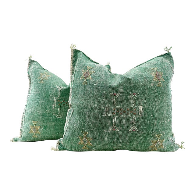 Moroccan Sabra Cactus Silk Pillow Cover - A Pair For Sale