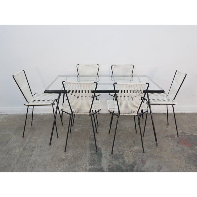 Mid-Century Modern 1960s Attributed to George Nelson Arbuck Wrought Iron Dinning Table W/ Allan Gould Style Chair For Sale - Image 3 of 14