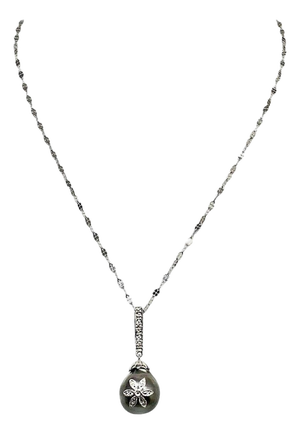 Diamond Tahitian Pearl Necklace 18k Gold Certified