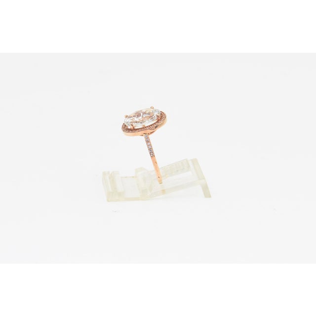 Transparent Suzanne Kalan Couture 14k Rose Gold White Topaz and Diamond Halo Ring, Size 8.5 For Sale - Image 8 of 13