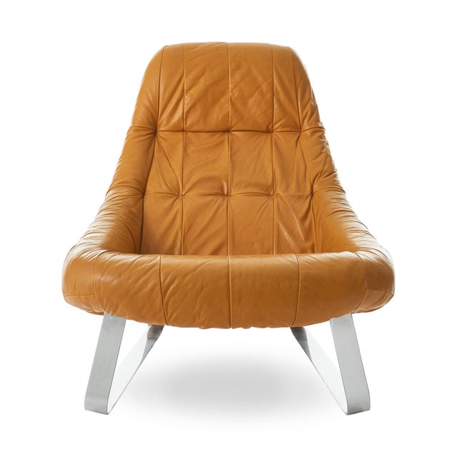 Percival Lafer Earth Chrome Leather Lounge Chair Chairish