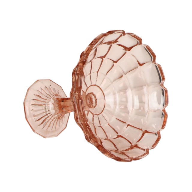 Art Deco Pink Rosaline Pressed Glass Fruit Bowl, 1930s For Sale - Image 15 of 16