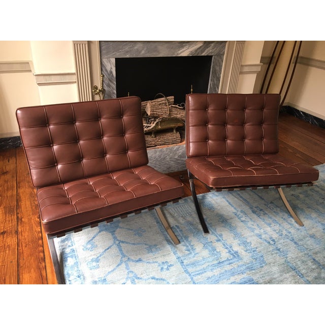 Knoll Barcelona Chocolate Brown Chairs A Pair Chairish