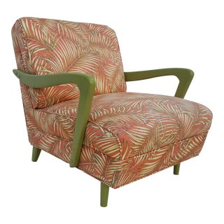 Tropical Palm Beach Hollywood Regency Club Accent Chair For Sale