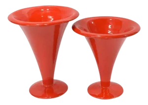 Italian Mid-Century Modern Italica Ars Atomic Red Large Vases - a Pair